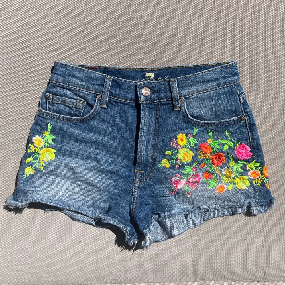 7 For All Mankind Flower Jean Shorts